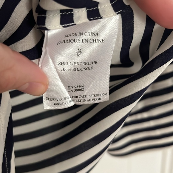 Theory Striped 100% Silk Button-Front Boyfriend Shirt - Picture 2 of 4